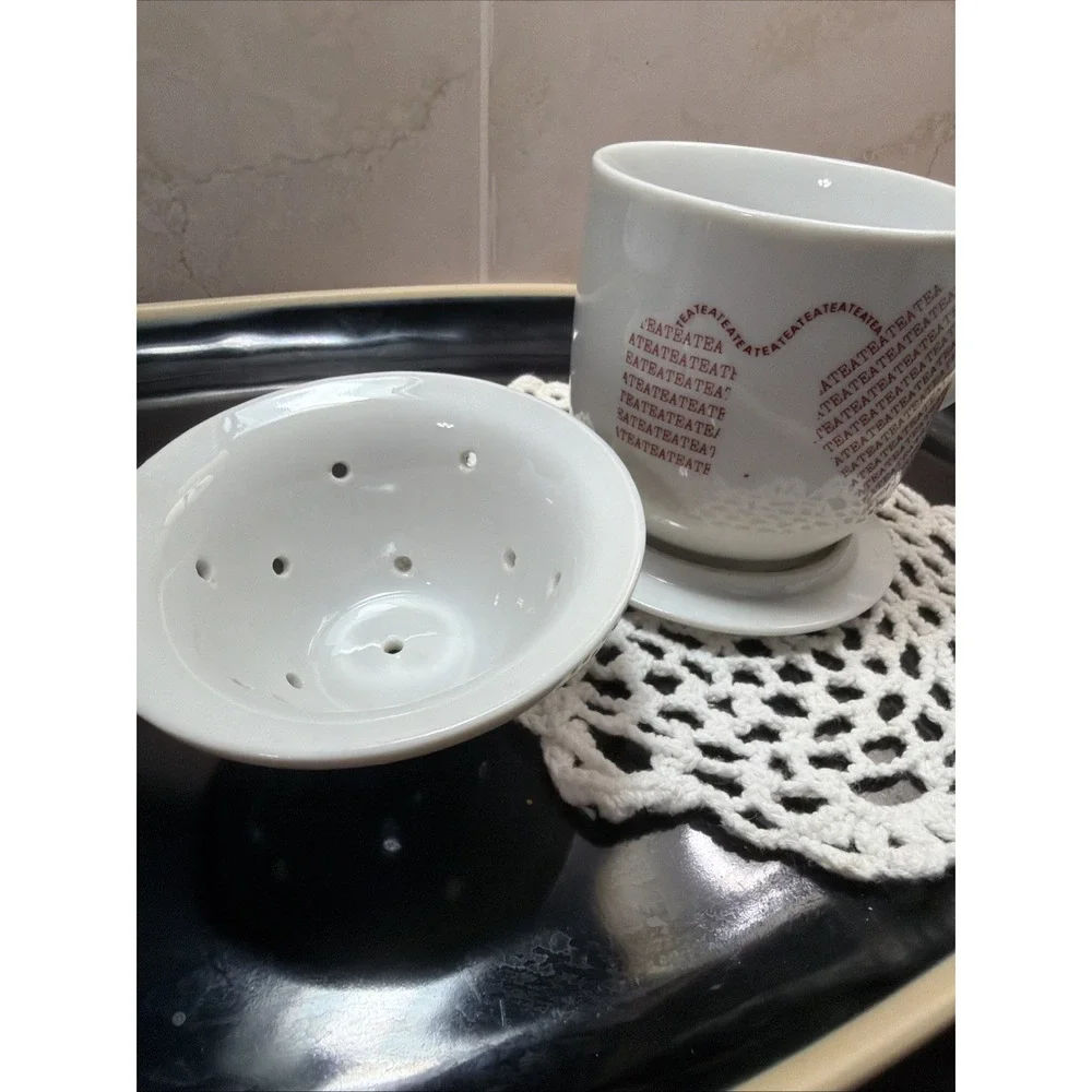The Toscany Collection Tea Bag Design Tea Mug w/Tea Strainer & Cover-Coaster